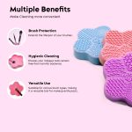 Gleva Portable Washing Tool Cosmetic Brush Cleaner Hand Washing Silicone Makeup Cleaning Brush Scrubber Mat with Suction Cup (Random Color) - Image 3
