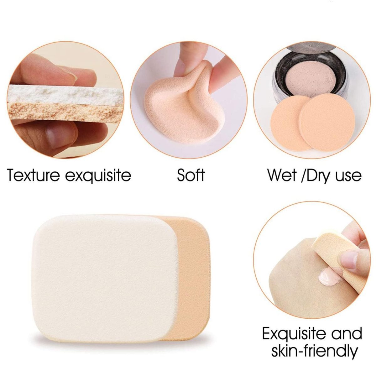 GIOGD 6-in-1 Professional Beauty Blender Sponge for Face Makeup with Cotton Pad Foundation Beauty Blender, Powder Buff Cosmetic Puff Perfect for Women's & Girls Cosmetic Makeup Blender Sponge set is for all Skin Types (Multi-color) - Image 4