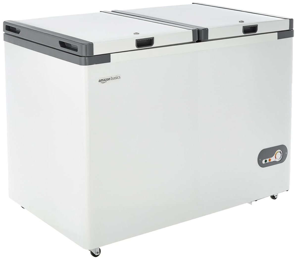 Amazon Basics Double Door Deep Freezer, With Bottom Wheels, Total Volume 330 L, White