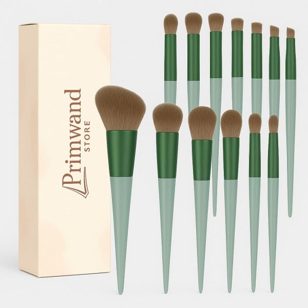 Primwand Professional Makeup Brush Set + Travel Kit – Soft Synthetic Bristles for Face & Eye Makeup – Includes Stylish Handles, Mirror Case & Travel Pouch (Multicolor)