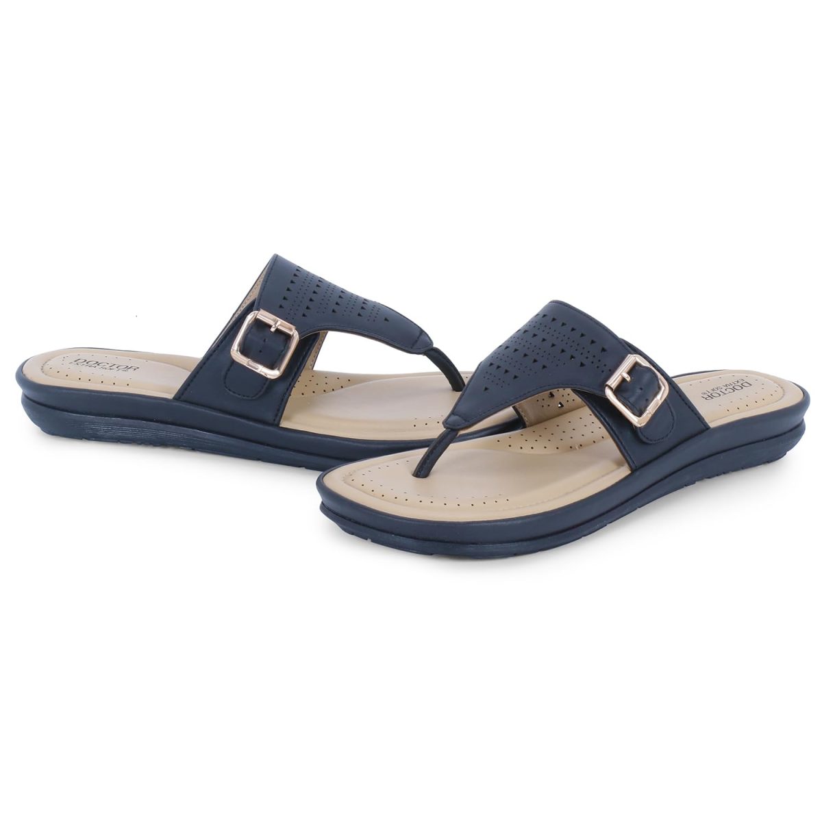 DOCTOR EXTRA SOFT Women's Flat Memory Foam Slippers/Flip-Flops Fashion Stylish Casual Comfortable Diabetic Orthopedic Lightweight Synthetic Slip-On Sandals With Adjustable Buckle For Girls D-609 - Image 5