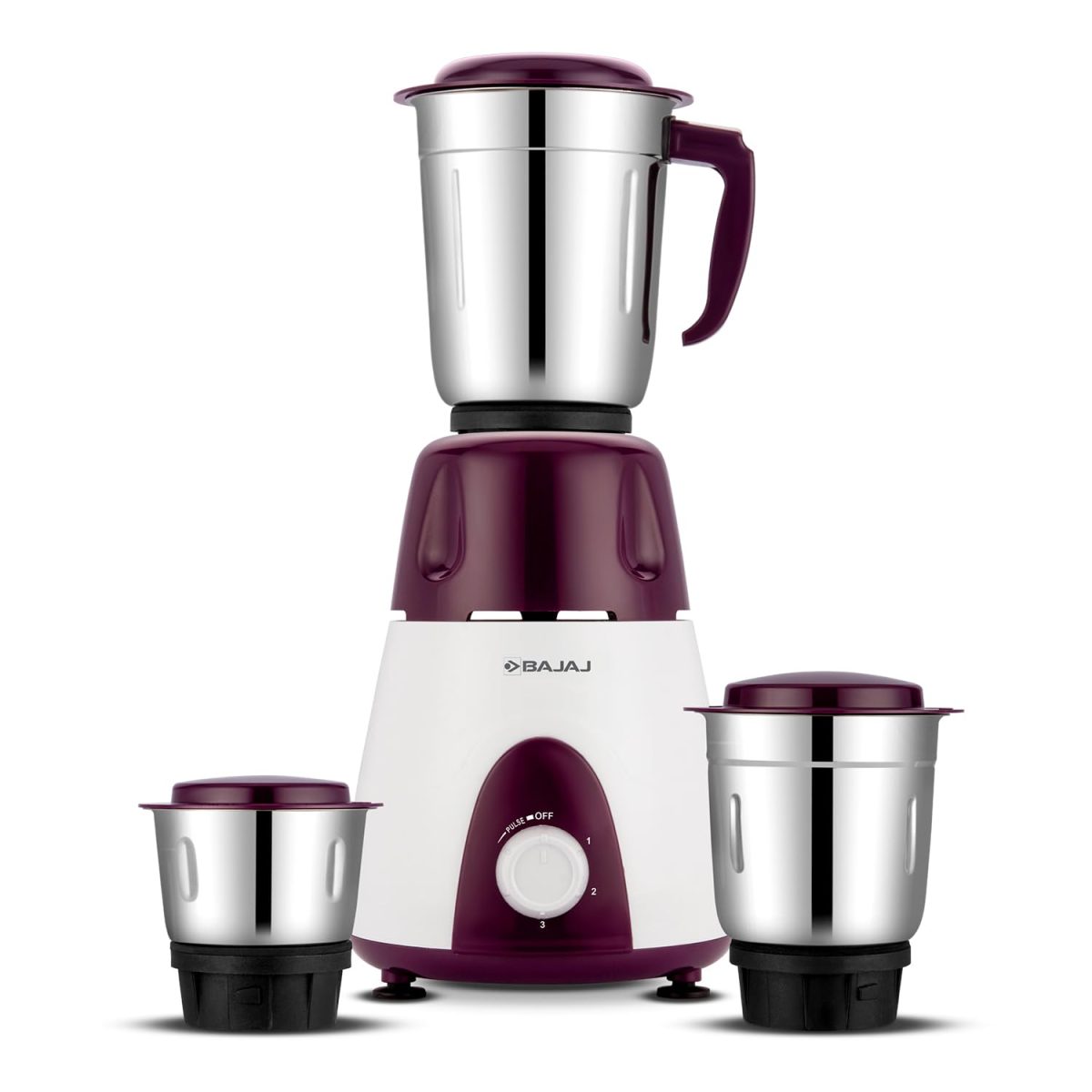 Bajaj Rex Mixer Grinder 500W | Mixie For Kitchen With Nutri-Pro Features | 3 SS Mixer Jars For Heavy Duty Grinding | Adjustable Speed Control | Multifunctional Blade System | 2 Yr Warranty【Purple】
