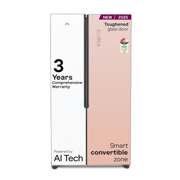 Godrej 600 L 3 Star, 1+2 Years Additional Warranty, Smart convertible Zones with Digital Touch Panel, Frost Free Inverter Side By Side Refrigerator(2025 Model, RS EONVELVET 646C RIT OP RS, Opera Rose)