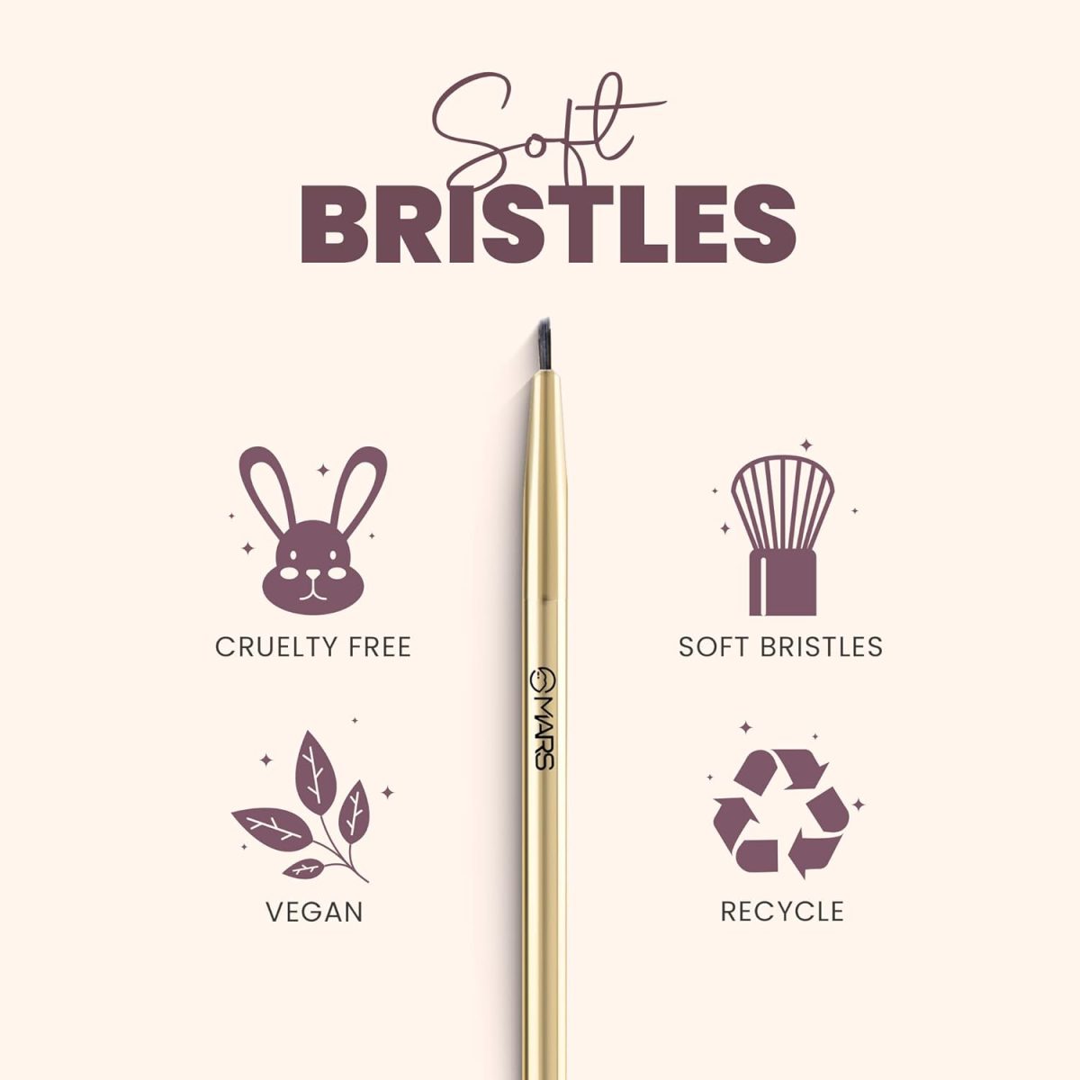 MARS Artist's Arsenal Professional Eyeliner Brush | Feather Soft Touch | Precise Synthetic Bristles | Perfect For Winged Eye Liner | Luxe Packaging Makeup Brush (Golden) - Image 4