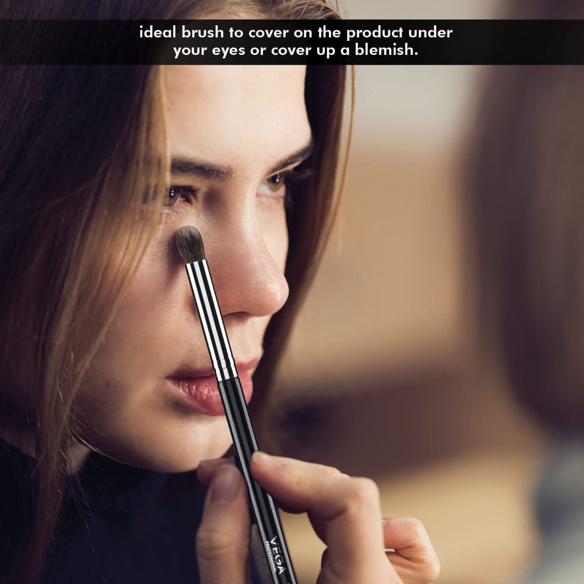 VEGA PROFESSIONAL All Over Concealer Brush, Soft Bristles, Copper Furrele, Wooden Handle, (VPPMB-37) - Image 3