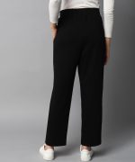Alan Jones Clothing Womens Mid Rise Stretch Straight Trousers | Straight Fit With Pin Tucks | Side Pockets | Concealed Drawstring Waist - Image 3