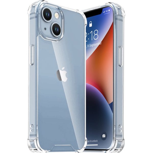 EGOTUDE Shockproof Transparent Hard Back Scratch Resistant Cover Shockproof Case for iPhone 14 / iPhone 13 (Clear) (Polycarbonate)