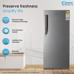 CANDY 190 L 4 Star Direct Cool Single Door Mettalic Finish with Toughened glass shelves & large Refrogerator (Brushline Silver, CSD2004SS) - Image 2