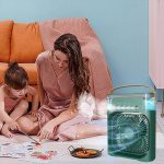 DRUMSTONE 𝟏𝟓 𝐘𝐄𝐀𝐑𝐒 𝐖𝐀𝐑𝐑𝐀𝐍𝐓𝐘 Mini Air Conditioner Fan with 3 Mist Modes | Battery-Powered & USB Charging | Lightweight | LED Light & Timer | deal for Home, Office, Bedroom (GREEN) - Image 4