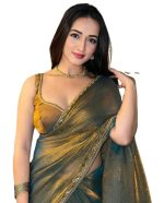 SIRIL Women's Soft Fandy Silk Zimmy Choo Saree With Lace Boarder With Unstitched Blouse Piece, Chhaava