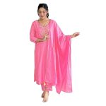 Naixa Women's Viscose Cotton Embroidered Straight Kurta with Pant and Dupatta Sets (Available in Plus Size) (NX-591)