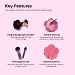 Gleva Portable Washing Tool Cosmetic Brush Cleaner Hand Washing Silicone Makeup Cleaning Brush Scrubber Mat with Suction Cup (Random Color) - Image 4