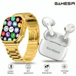 GameSir H20 Smartwatch Combo: Bluetooth Calling, Health Monitoring, Android & iOS Support – 10-in-1 Set (Watch, TWS Buds, Case, 7 Straps Multicolours) for Men & Women - Image 2