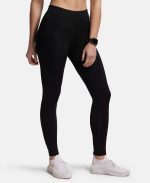 Jockey MW20 Women's Microfiber Elastane Stretch Performance High Rise Active Wear Leggings with Broad Waistband and Stay Dry Technology - Image 2