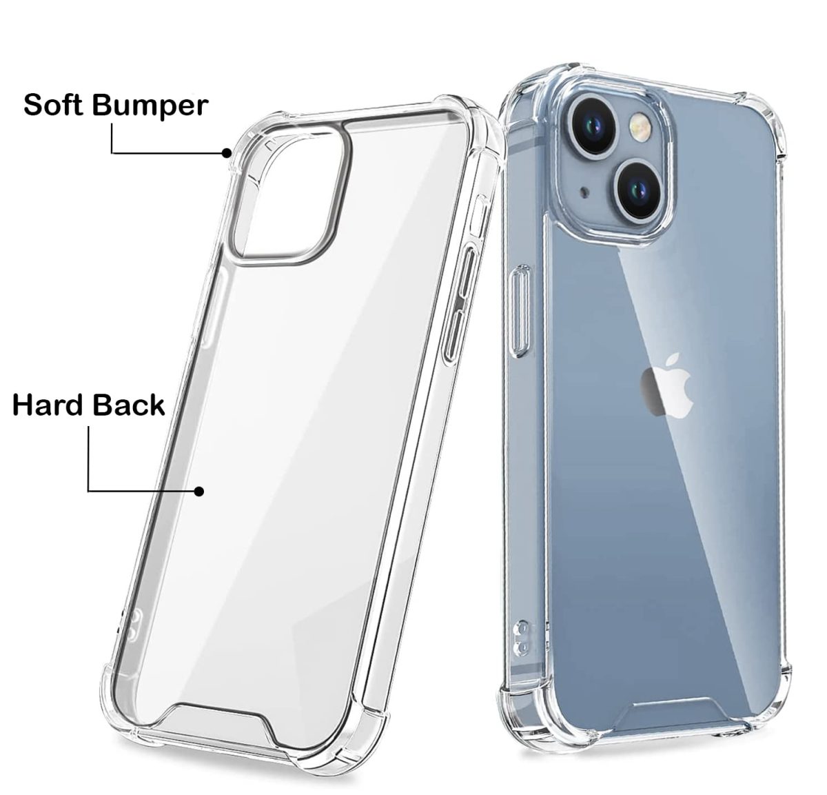 EGOTUDE Shockproof Transparent Hard Back Scratch Resistant Cover Shockproof Case for iPhone 14 / iPhone 13 (Clear) (Polycarbonate) - Image 4