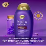 OGX Thick & Full + Biotin & Collagen Volumizing Shampoo for Thin Hair | Thickening with Vitamin B7, Collagen & Hydrolyzed Wheat Protein | Sulphate-Free Surfactants | Paraben-Free | 385ml - Image 2