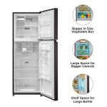 Midea 233 L 3 Star, Frost Free Convertible 9 in 1, Real Inverter Double Door Refrigerator (MDRT359FGI28, Jazz Black) - Image 6