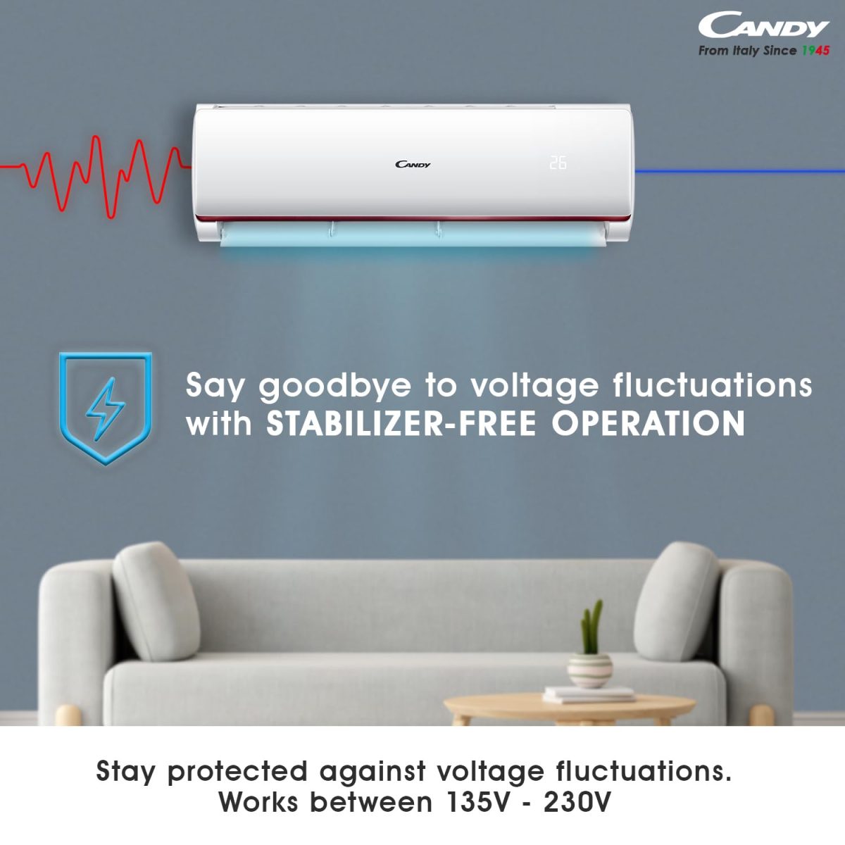 Candy 1 Ton 3 Star Split AC(5 in 1 Convertible,100% Copper,Aqua Clean, Inverter Technology, 3450 W, CS12P3W-INV) - Image 8