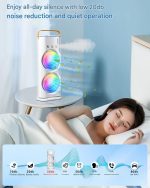 Zemic Portable Double Ended Spray Fan, Cold Air, 3 Gears USB Rechargeable Mini AC Air Cooler Misting Fans with LED Light Cooler, Touch & Remote Control, 280ml Water Tank, Ice Filling Fan (Multy) - Image 7