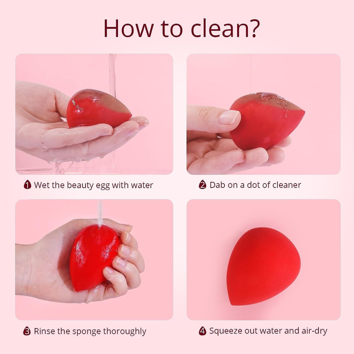 SUAKE Beauty Blender Sponge for Face Makeup – Soft, Latex-Free Makeup Sponge Puff for All Skin Types – Reusable Sponge for Foundation, Concealer & Cream (Single Colour, Pack of 2) - Image 7