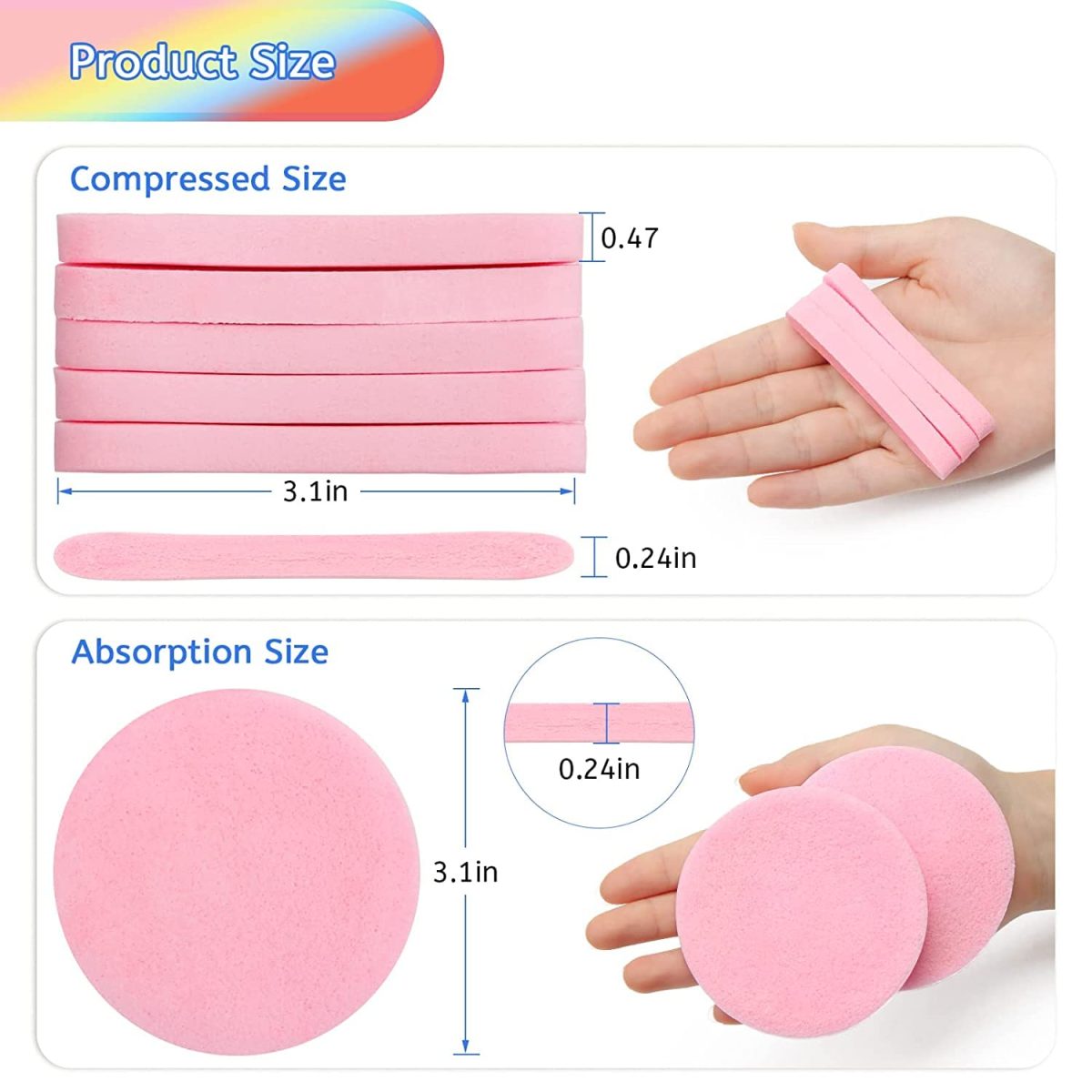 12-Count Facial Sponges Natural Face Sponges for Cleansing Professional Compressed Facial Sponges for Face Cleansing Used for Exfoliating and Makeup Removal - Image 3