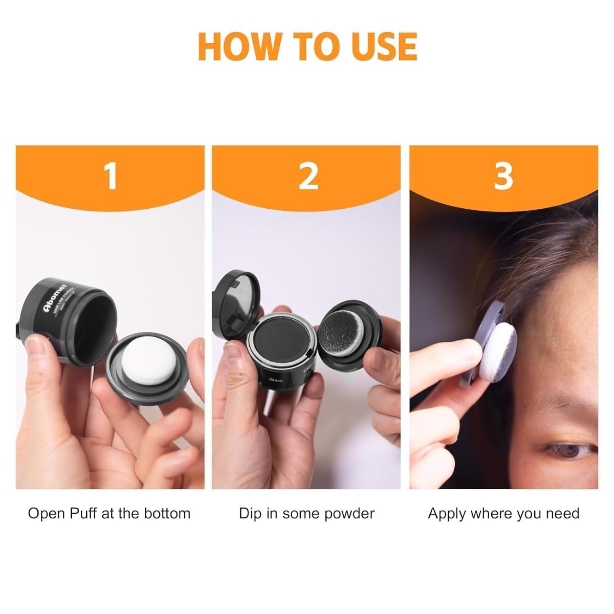 Natural Hairline Powder, Hair Shading Sponge Pen, Hairline Shadow Powder Stick, Quick Root Touch-Up Eyebrow Stamp Root Cover Up Eyebrow Stamp Root Cover Up Eyebrow Stamp Root Cover Up Root Touchup Hairline (POWERFULL MODEL) (Black) - Image 2