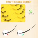 CoolShef 10 Pairs Half Eye Lashes for Women, 11mm Natural False Eyelashes with Thin Band, Fluffy Volume Fake Lashes, Lightweight and Reusable Wispy Eyelash - Image 3
