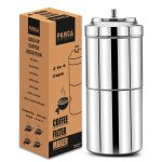 PANCA Filter Coffee Maker, Stainless Steel South Indian Coffee Decoction Maker, Makes 2 to 4 Cup, 200 ml Capacity(Pack of 1, Steel)