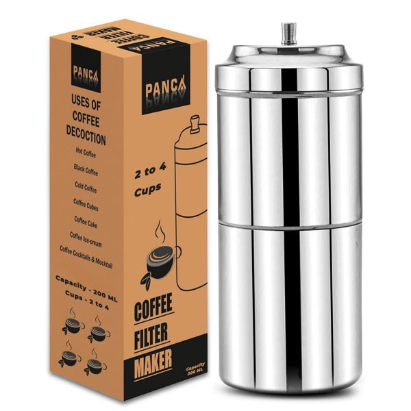 PANCA Filter Coffee Maker, Stainless Steel South Indian Coffee Decoction Maker, Makes 2 to 4 Cup, 200 ml Capacity(Pack of 1, Steel)