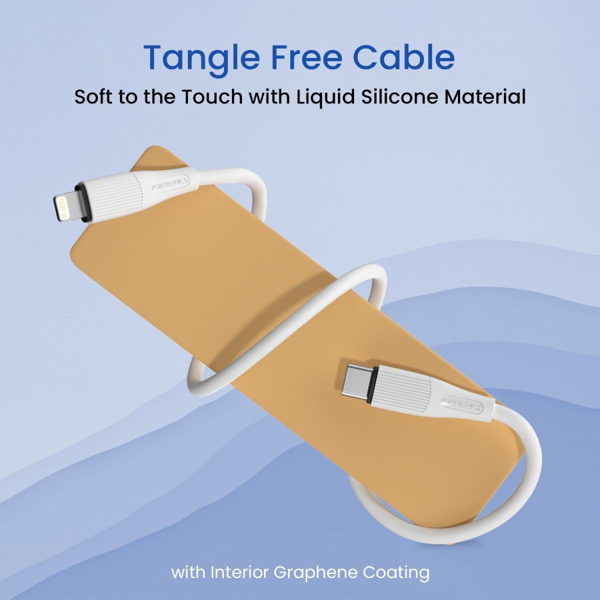 Portronics Silklink 20W Type-C to 8 Pin Fast charging Cable for Lightning Devices,Premium Silicon Cable, 1M (White) - Image 2
