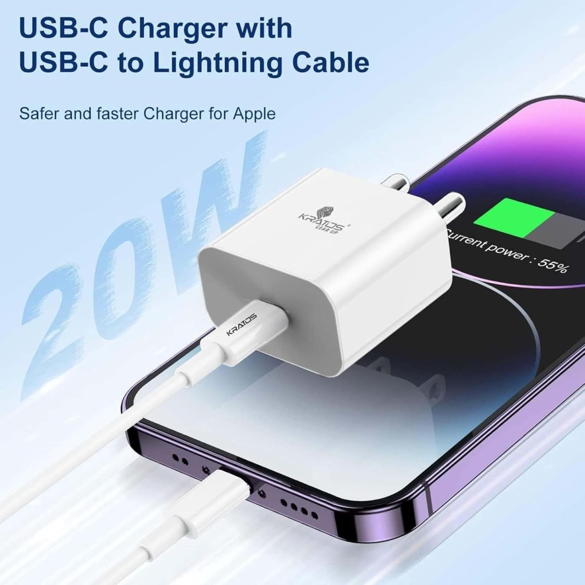 Kratos Fast Charger Adapter & USB-A to Type C Cable Combo, Compatible with Samsung, OnePlus, Realme, Xiaomi, Oppo, Vivo & Other Smartphones (P1 with Cable) - Image 3