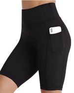 POOJARAN SAREE High Waist Sports Activewear Shots for Women and Girls|Use at The Gym|Yoga or Cycling Shorts with Pocket Black