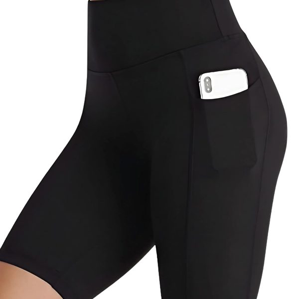 POOJARAN SAREE High Waist Sports Activewear Shots for Women and Girls|Use at The Gym|Yoga or Cycling Shorts with Pocket Black