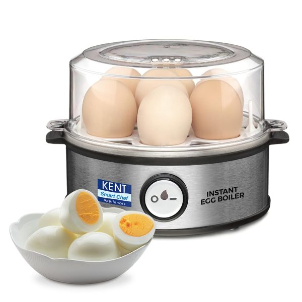 KENT Instant Egg Boiler | 360-Watt | Boil 7 Eggs at a Time | 3 Boiling Modes | Stainless Steel Body, Poaching Tray & Heating Plate | Automatic Power Off