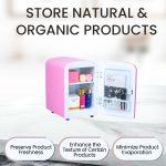 ROCKWELL 4L Retro Mini Fridge and Warmer, AC/DC Portable Thermoelectric Cooler/Warmer for Skincare, Cosmetics, Snacks & Medicine - Pink - Image 3