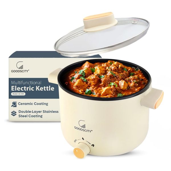 Goodscity Multipurpose Electric Kettle with Ceramic Coating 1.2L|Boil, Steam, Fry, Saute|Multi Cooker kettle for Water,Milk,Egg, Tea,Soup,Coffee, Babyfood, Hostel,Travelling,600W,1Year Waranty GC-0191