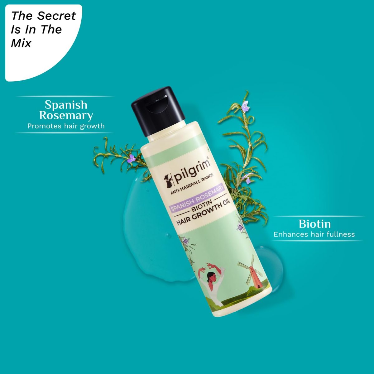 Pilgrim Spanish Rosemary & Biotin HairGrowth Oil to Control Hair Fall & Strengthens Hair 100ml | Rosemary essential oil for hairgrowth | Reduces Hairfall | Strengthens Hair I For Women and Men - Image 3