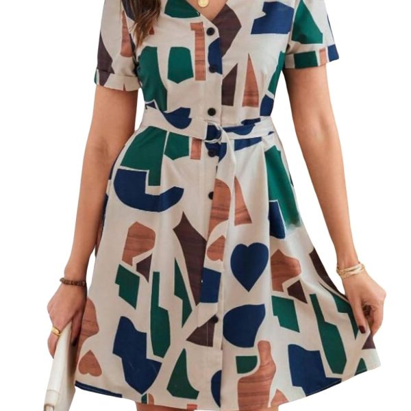 Leriya Fashion Summer Dress for Women | Short One Piece A-Line Midi Dress | Lightweight Vacation Wear & Daily Casual Outfit