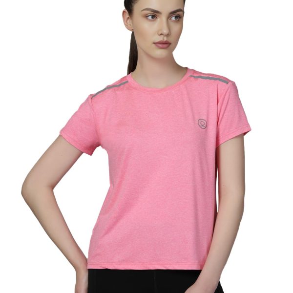 CHKOKKO Women's Polyester Regular Fit Round Neck Gym Sports T-Shirts