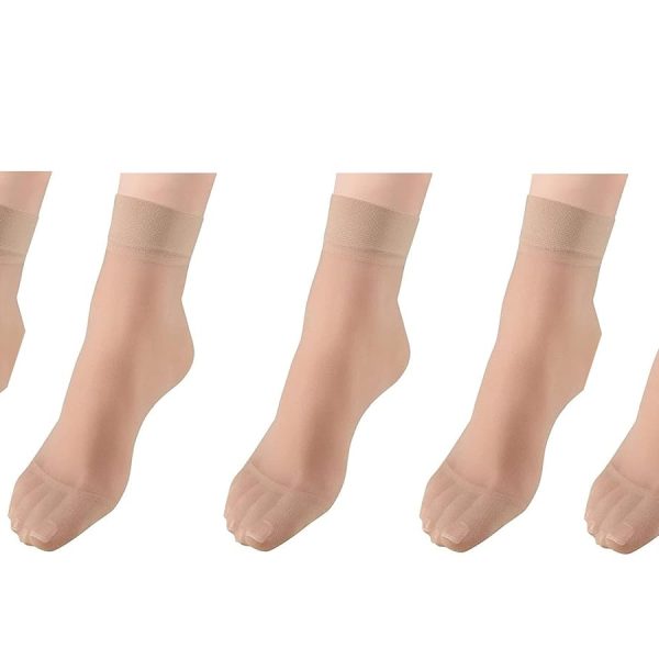 INFISPACE Women & Girl's Ultra-Thin Transparent Nylon Ankle Length Summer Skin Socks (Pack of 5)