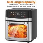 INALSA Air Fryer Oven|12L,1700W|Stainless Steel Body|12-in-1 Functions,Fry,Bake,Grill,Dehydrate&Reheat|12 Preset|Rotisserie&Convection|Dishwasher Safe Accessories|2Yr Warranty,2025Model AeroCrisp 12 - Image 5