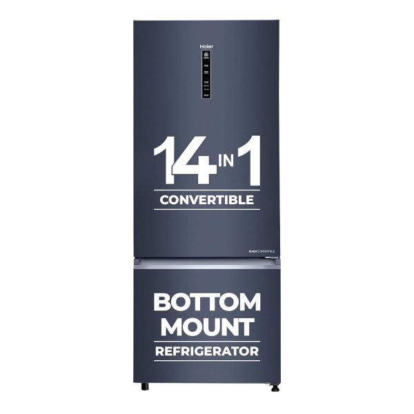 Haier 445 L, 2 Star, Convertible 14-in-1 Triple Inverter & Fan Motor Technology, with Display Frost Free, Bottom Mounted Double Door Refrigerator (HRB-4952BGK-P, Graphite Black)