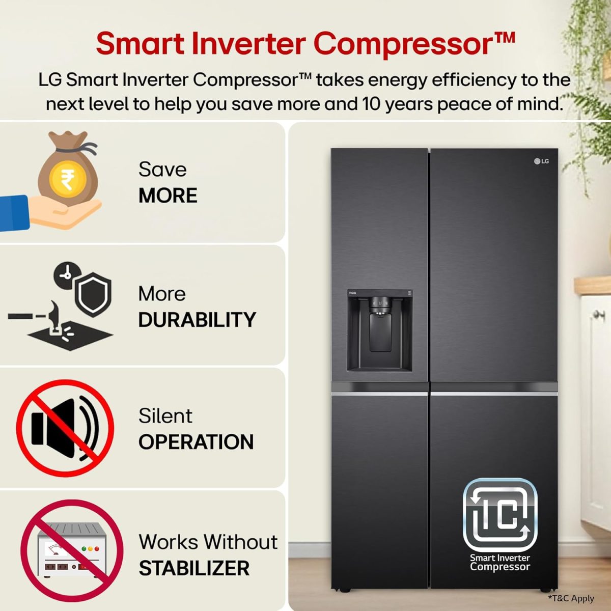 LG 630 L, 3 Star, Frost-Free, Double Door, Door Cooling+, Hygiene Fresh+, Smart Inverter, Wi-Fi Convertible Side By Side Refrigerator with AI ThinQ (GL-L257CMC3, Matt Black, Ice & Water Dispenser) - Image 7