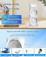 Zemic Portable Double Ended Spray Fan, Cold Air, 3 Gears USB Rechargeable Mini AC Air Cooler Misting Fans with LED Light Cooler, Touch & Remote Control, 280ml Water Tank, Ice Filling Fan (Multy) - Image 6