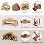 Bakefy-6 Pcs Big Hair Claw Clip,Small Medium Large for Women Thin Thick Long Hair Curls,Girl Matte Butterfly Banana Clips,Strong Clamp,Milk Coffee Color Hair Accessories 6 pattern claw - Image 6