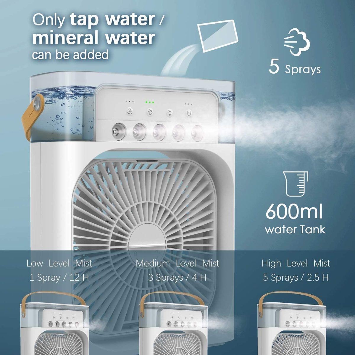 CTRL Portable-Ac-Mini-Cooler-Fan-for-Room-Cooling-Rechargeable-Fan-Portable-Ac-for-Home-Portable-Air-Conditioners-Water-Cooler-Mini-Ac-for-Room-Cooling-Mini-Humidifier-Purifier-Heavy-Flat-Squeeze - Image 2