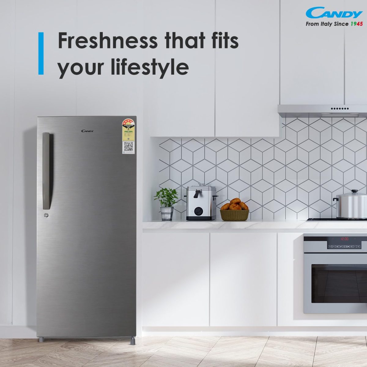CANDY 190 L 4 Star Direct Cool Single Door Mettalic Finish with Toughened glass shelves & large Refrogerator (Brushline Silver, CSD2004SS) - Image 10