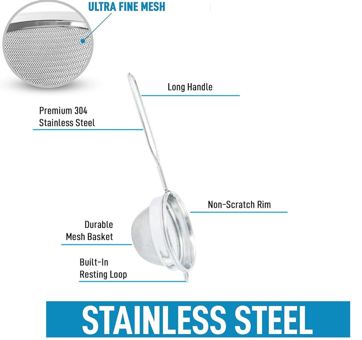Sjeware Stainless Steel Tea Strainer, Chalani, 8 cm, Medium - Image 2
