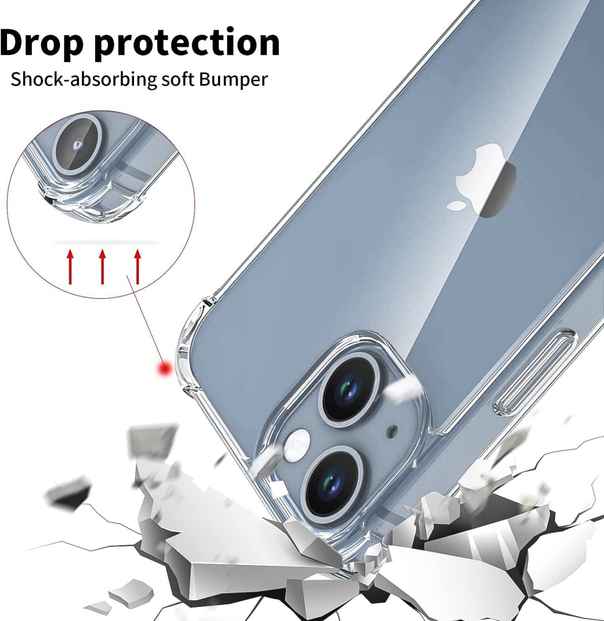 EGOTUDE Shockproof Transparent Hard Back Scratch Resistant Cover Shockproof Case for iPhone 14 / iPhone 13 (Clear) (Polycarbonate) - Image 2