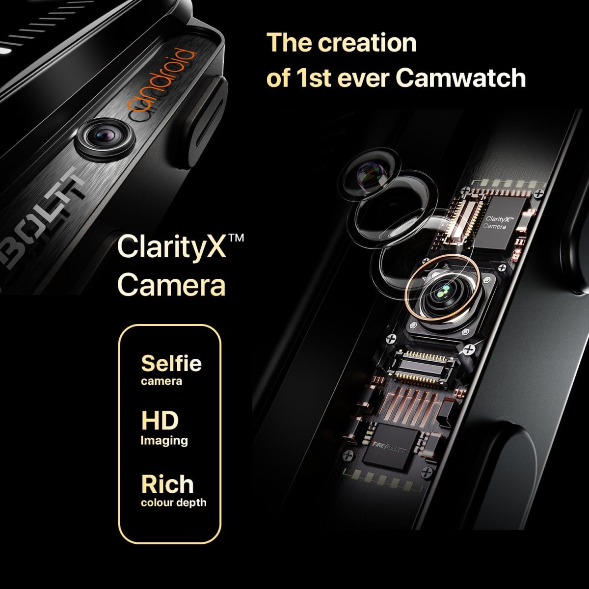 Fire-Boltt Snapp Smart Watch, Selfie Camera, 4G Nano-SIM Slot, 54.1mm AMOLED Display, Play Store- Unlimited apps, 1000mAh Battery, 2GB/4GB RAM + 16GB/64GB ROM (Archaic Black) - Image 4
